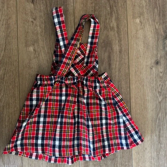 Vintage Sears Red and Blue Plaid Girls Overalls - Picture 3 of 7